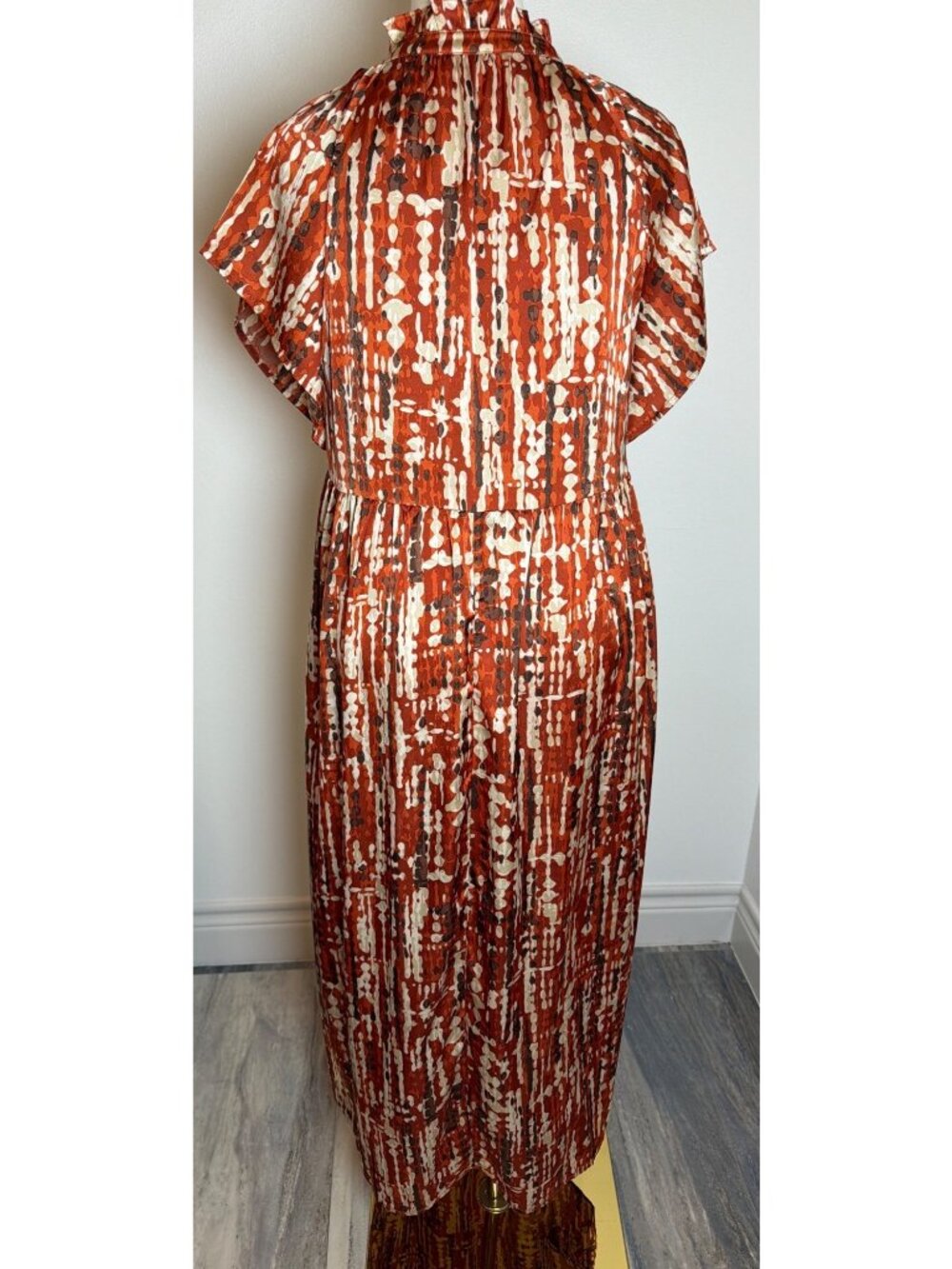 THML Rust Boho Abstract Print Maxi Dress with Pockets - Size Medium - Picture 5 of 13